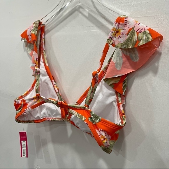 Xhilaration Ruffle Sleeve Bralette Bikini Top Large Floral - Picture 4 of 8